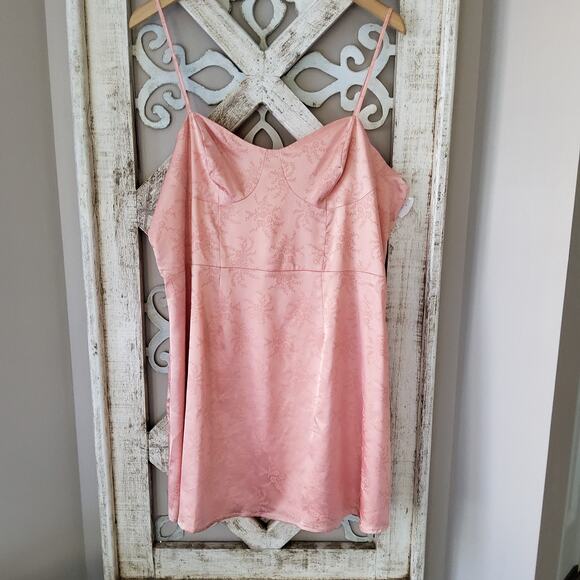 bp Nordstrom Women Junior's Corset Satin Slip Dress in Peach Coral Tonal Floral - Picture 2 of 6